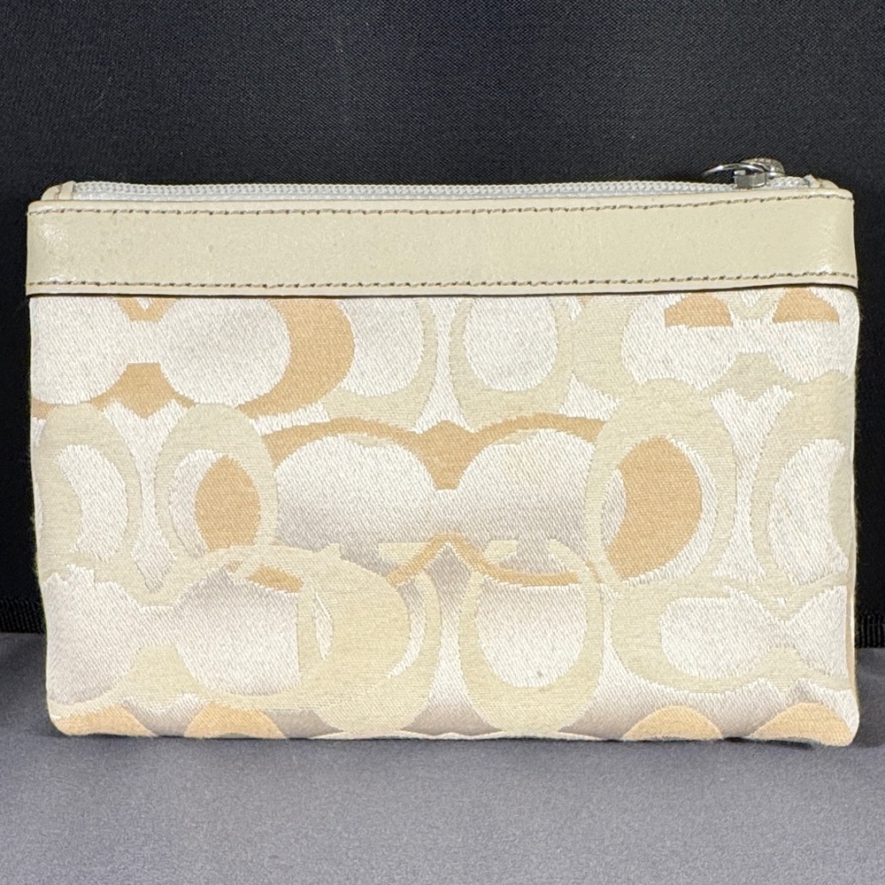 Coach Signature Cream and Tan Wristlet - Picture 3 of 4